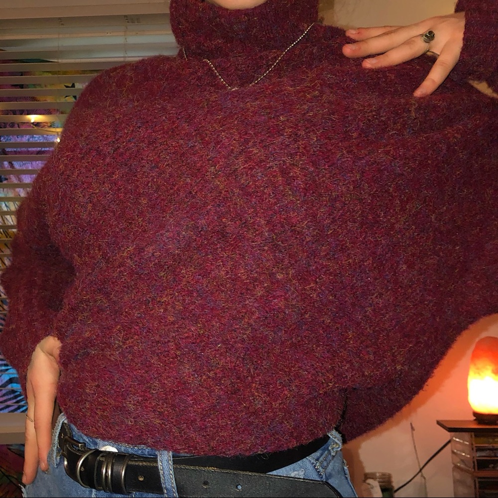 Deep burgundy turtle neck sweater